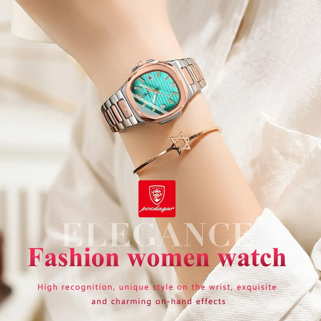 Poedagar Watch for Woman Square Ladies Quartz Watches Luminous Waterproof Women Female Clock