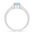 thumbnail image 2 of ANGARA Natural Emerald-Cut Aquamarine Engagement Ring with Diamond Halo in 14K White Gold for Women (Size-7x5mm) | March Birthstone, Anniversary, Jewelry Gift for Women | Natural Aquamarine Ring, 2 of 9