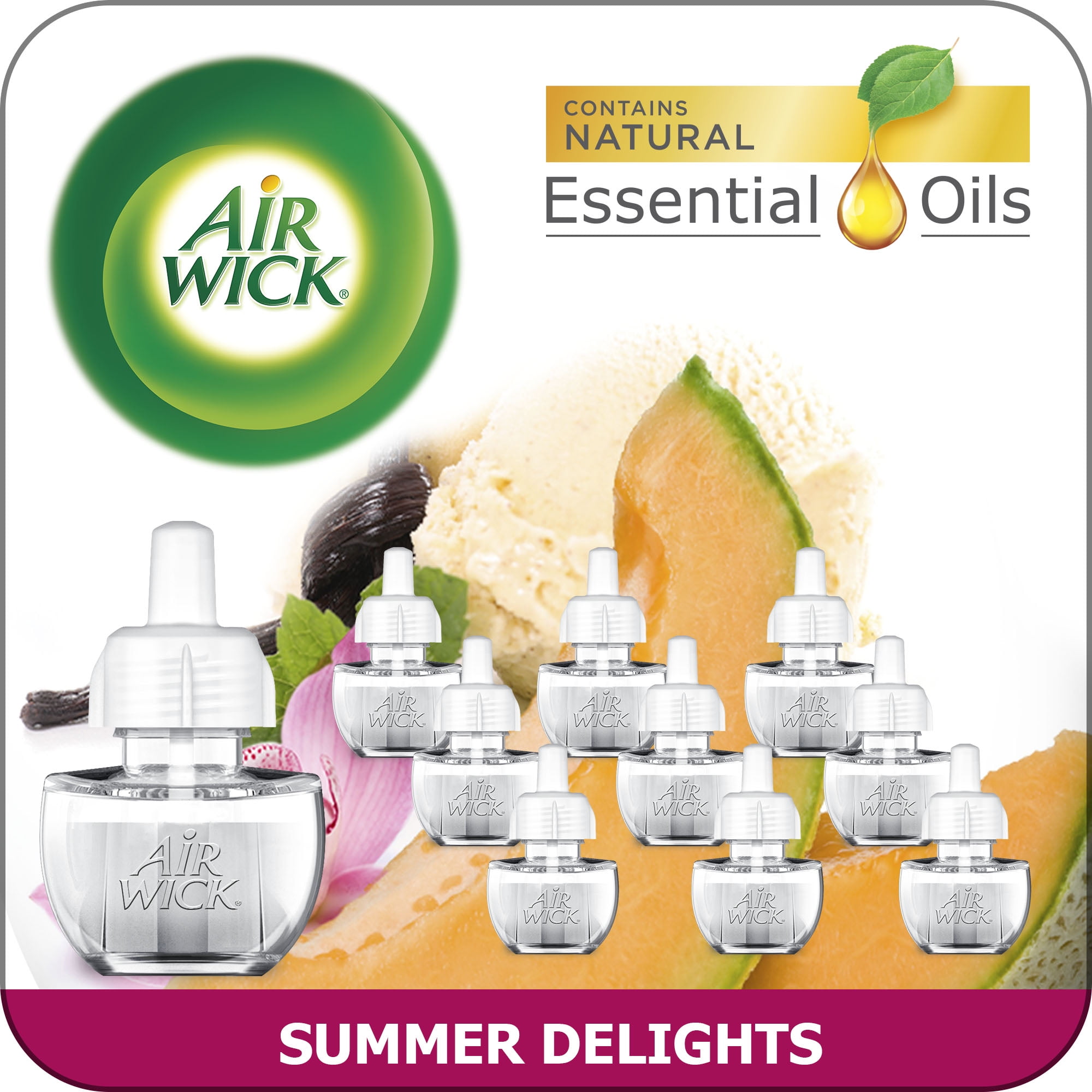 Air Wick Plug in Scented Oil 10 Refills, Summer Delights, Eco Friendly