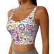 thumbnail image 2 of Fotbe Peace Love and Dove Flower Power Sujetador Deportivo Largo sin Aros para Mujer con Almohadillas y Soporte Medio, Transpirable y Absorbente, Camiseta Tipo Chaleco o Tank Top-XX-Large, 2 of 8
