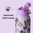 thumbnail image 7 of BOTTLE BOTTLE 32 oz Insulated Water Bottle Stainless Steel Sport Water Bottle with Straw Dual-use Lid Design for Gym with Pill Box (Purple Tulips), 7 of 7