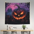 thumbnail image 3 of Halloween Tapestry Halloween Decor, Halloween Angry Pumpkin Wall Tapestry Aesthetic, Halloween Decorations Tapestry Wall Hanging for Bedroom, Livingroom - 60x51in, 3 of 6