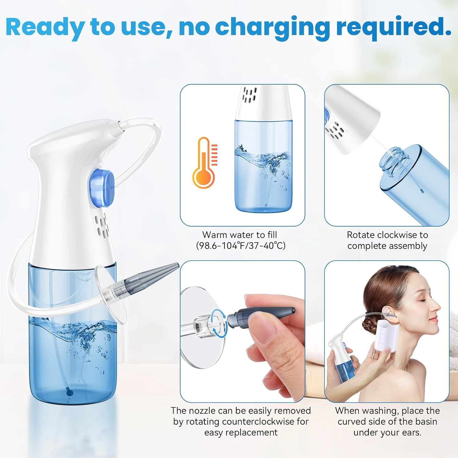 SUWU Ear Wax Removal, Ear Cleaner, Ear Wax Removal Kit, Manual Ear Irrigation Flushing System, Safe and Effective to Clean Ear Built Up Wax