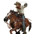 thumbnail image 4 of Rustic Western Cowboy Riding On Horse Rodeo Tie Down Roping A Calf Figurine, 4 of 10