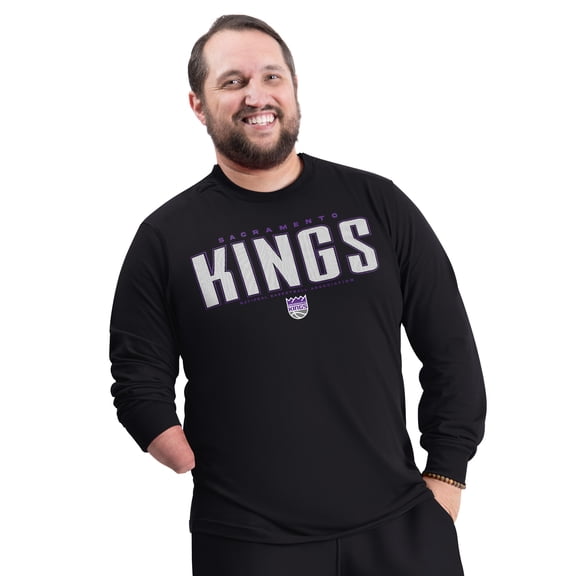 Men's G-III Sports by Carl Banks Black Sacramento Kings Adaptive Printed Mesh Effect Long Sleeve T-Shirt