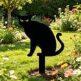 thumbnail image 4 of Halloween Black Cat Silhouette Yard Stakes 7.87 Inch Acrylic Garden Ornaments with Glowing Eyes for Yard Walkway Home Outdoor Decor, 4 of 8