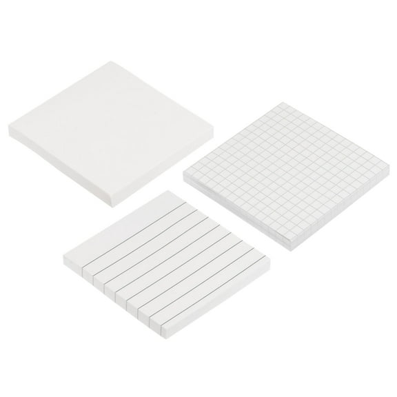 Uxcell 3"x3" Blank Lined Grid Sticky Notes Memo Pads 80 Sheets/Pad, White, 3 Pack