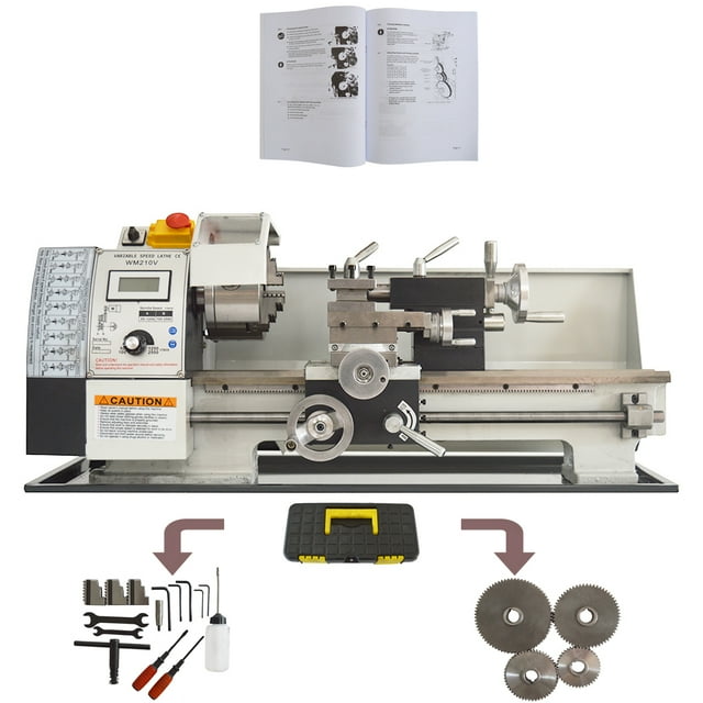 PreAsion Miniature Precision Metal Lathe Brushless Motor Bench Turning Lathe 110V