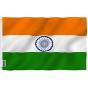 Anley [Fly Breeze] 0,9 x 1,5 m Drapeau de l'Inde – Couleurs vives et résistant aux UV – En-tête en toile et double couture – Drapeaux nationaux indiens en polyester avec œillets en laiton