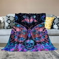 thumbnail image 2 of BCIIG Butterfly Skull Psychedelic Warm Lightweight Blanket Soft Fleece Blankets All Seasons Living Room Sofa Decor Cow Gifts 50x60in, 2 of 6