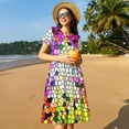 thumbnail image 4 of Defioc Colorful Tie Dye Stained Glass 3 Pattern Womens Summer Dresses Short Sleeve Sundress 2025 Beach Vacation Dresses with Pockets -Small, 4 of 6