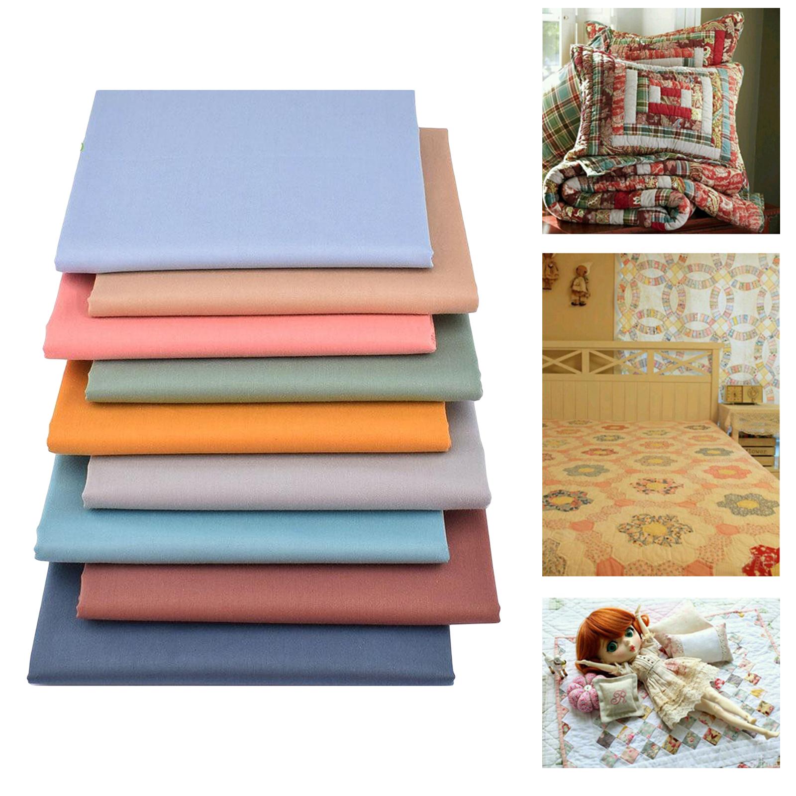 9Pcs Sheeting Fabric Plain Solid for DIY Sewing Clothes Quilting