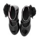 thumbnail image 2 of Zapatos de ballet para niñas pequeñas de charol con suela blanda y flores, punta cerrada, tacones bajos, para bodas, fiestas, 33, largo interior de 20,3 cm, color negro, 2 of 14