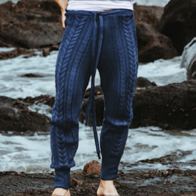 Pantalones deportivos casuales con cintura elástica y cordones para hombre