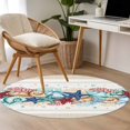thumbnail image 5 of 3.3ft Round Rug, Blue Starfish Beach Non-Skid Rubber Backing Large Area Rugs - Living Room Bedroom Home Office, Summer Coral Conch Coastal Retro Beige Indoor Floor Mat Carpets Washable Rug, 5 of 9