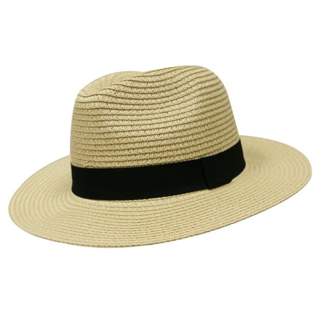 City Hunter Pms580 Women Panama Straw Floppy Fedora Hat -