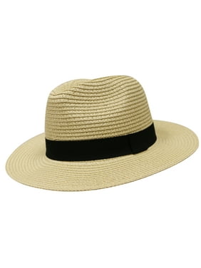 City Hunter Pms580 Women Panama Straw Floppy Fedora Hat - Natural
