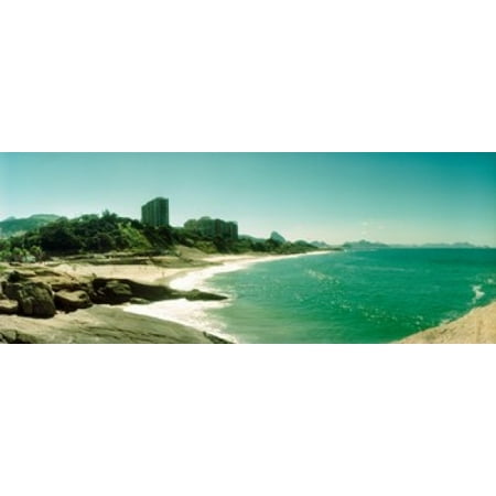 Copacabana Beach with buildings in the background Rio de Janeiro Brazil Canvas Art - Panoramic Images (15 x