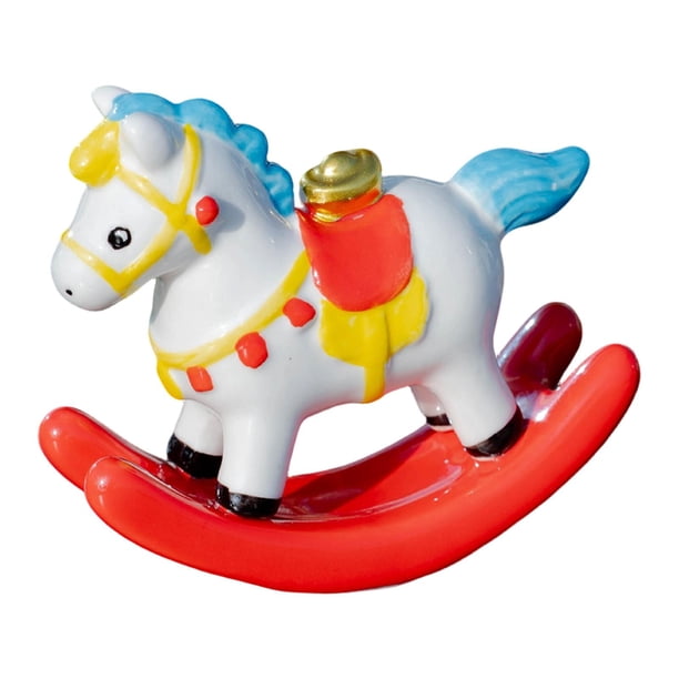 Figura de caballo en miniatura, escultura de animal, estatua de caballo mecedor pequeño para fiesta en casa Rojo