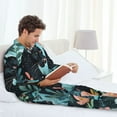 thumbnail image 6 of Daiia Black Panther Floral Illustration for Men's Long-Sleeved Pajama Set – Soft & Comfortable Sleepwear Button-Up Pajamas Cozy Lounge Wear-Small, 6 of 7