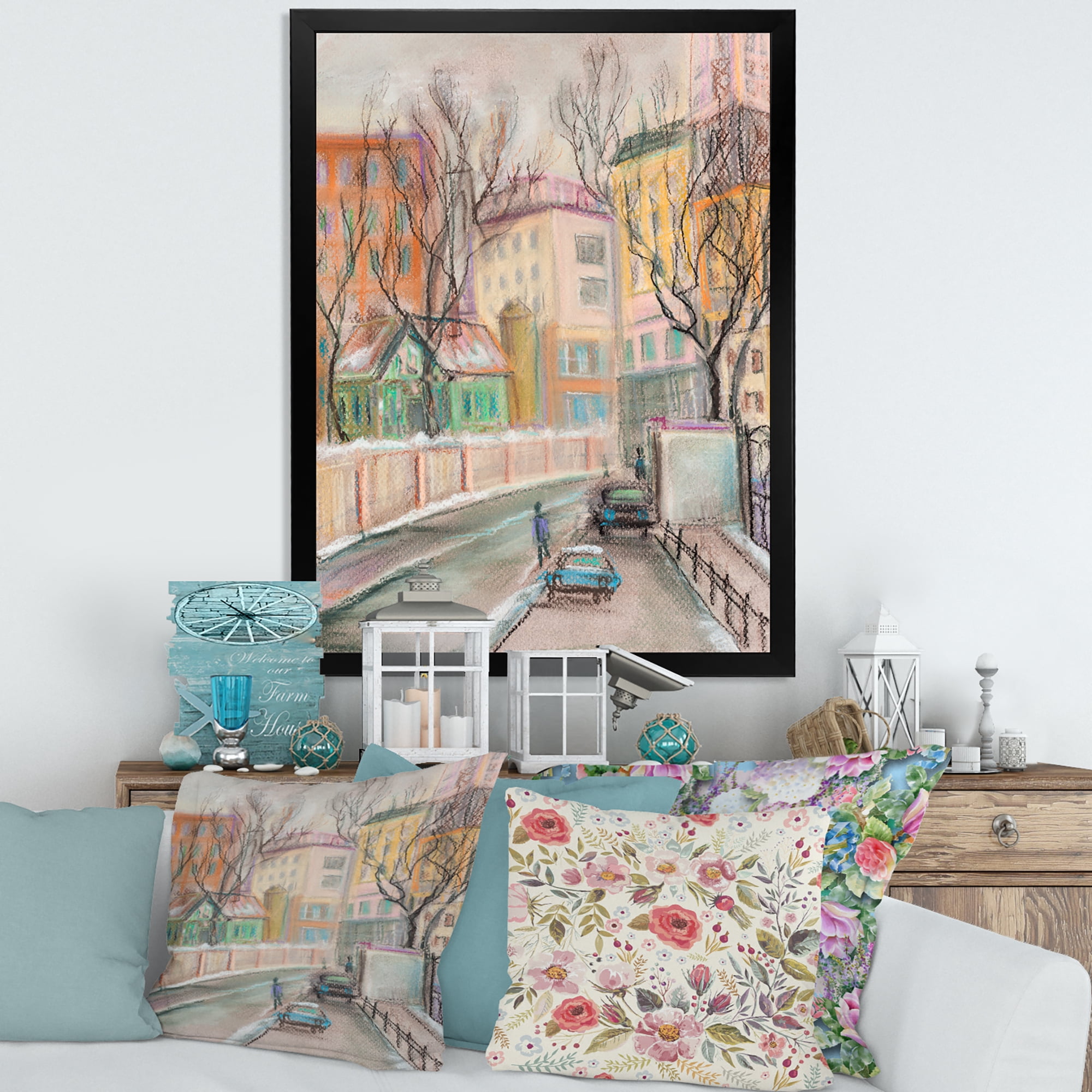Designart 'Lanes In Moscow Cityscape' Traditional Framed Art Print