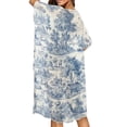 thumbnail image 3 of Xoenoiee Toile De Jouy House Pattern Summer Kimonos for Women Boho Half Sleeve Flowy Cardigans Swimsuit Beach Cover Ups for Women Swimwear Beachwear, 3 of 7