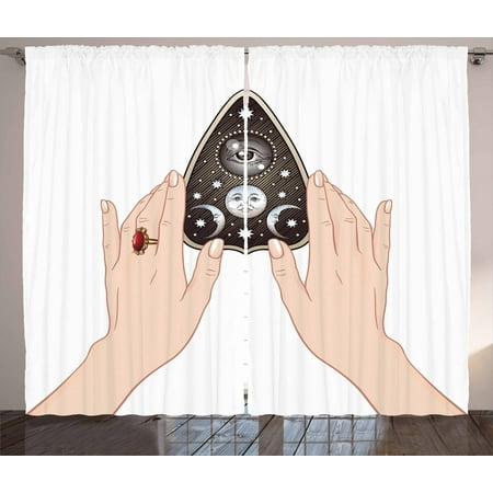 Ouija Board Curtains 2 Panels Set Hand Drawn Mystifying Oracle