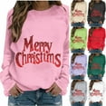 thumbnail image 2 of Uootdi Christmas Sweatshirts for Women Christmas Trees Snowflake Snowman Reindeer Sequined Print Gift Blouse Long Sleeve T Shi rts for Women, 2 of 3