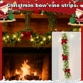 thumbnail image 2 of 6ft Lighted Norfolk Pine Christmas Garland with Large Red Velvet Bows, Pre-Lit Greenery Holiday Swag for Front Door Stair Mantel Fireplace Table Indoor Outdoor Winter Xmas Home Decorations, 2 of 8