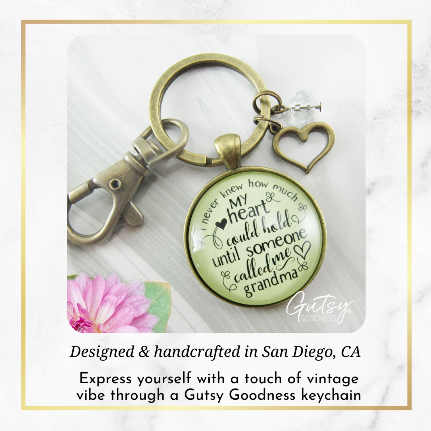 New Grandma Bronze Metal Keychain I Never Knew First Time Grandmother Adult Female Jewelry Gift