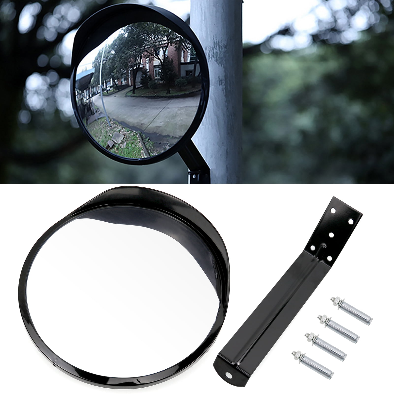 12 inch Convex Mirror Outdoor with Adjustable Wall Fixing Bracket,Driveway Mirror,Blindspot
