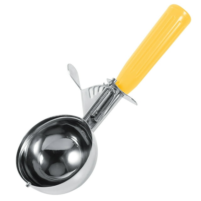 Anti-Freeze Handle Stainless Steel Scooper with Trigger, 1Pc Practical Fruit Ice Cream Scoop Spoon with Plastic Handle(5.5CM)