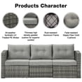 thumbnail image 2 of Royalcraft Outdoor Patio Furniture Set,3 Pieces Outdoor Sectional Wicker Sofa PE Rattan Conversation Sets with Non-slip Cushions,Aluminum Frame,Grey, 2 of 8