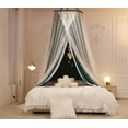 thumbnail image 2 of Double Layer Princess Round Dome Canopy Bed Curtain for Girls Adults,Children Dreamy Mosquito Net,Cute Bedroom Decoration Castle Play Tent Reading Nook Canopies (Blackish Green/White), 2 of 7