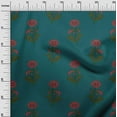 thumbnail image 2 of oneOone Cotton Jersey Dark Teal Green Fabric Floral Block Craft Projects Decor Fabric Printed By The Yard 58 Inch Wide, 2 of 4