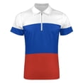 thumbnail image 4 of Flag of Russia Men Zipper T-shirt Summer Casual Short Sleeve T-shirt Top, 4 of 7