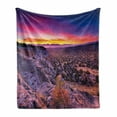 thumbnail image 1 of Nature Soft Flannel Fleece Blanket, Surreal Sunrise Sky Horizon over the Mountain Valley National Monument Dusk Print, Cozy Plush for Indoor and Outdoor Use, 60" x 80", Purple Blue, by Ambesonne, 1 of 6
