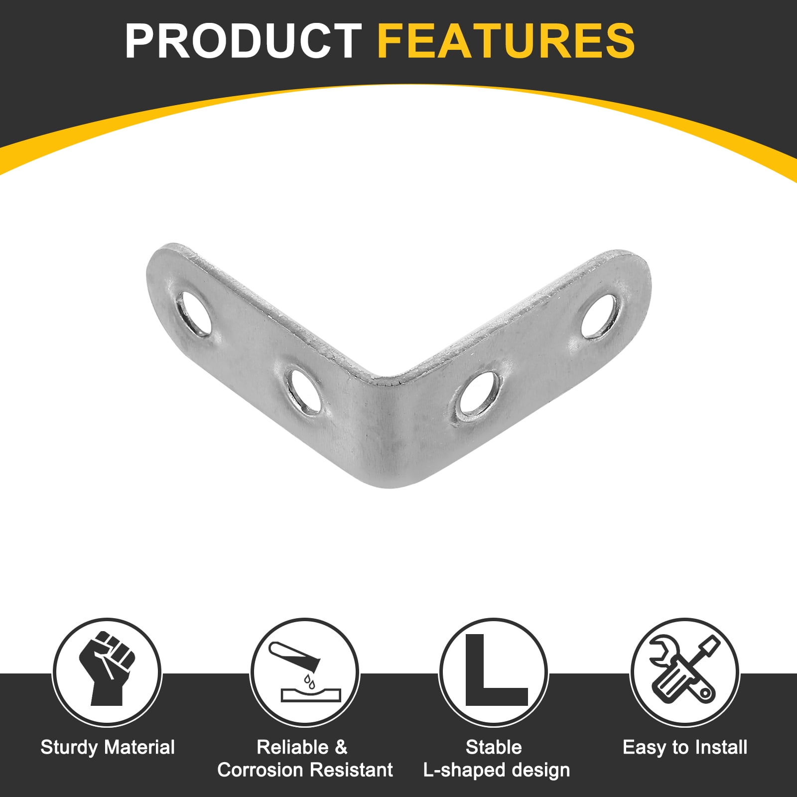 24Pcs L-Shaped Brackets Corner Brace, 1.57"x1.57"x0.59" Corner Bracket Shelf Bracket Right Angle Brackets for Wood Shelves Furniture (40x40x15mm, Silver)
