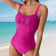 thumbnail image 2 of One Piece Swimsuit for Women Tummy Control Solid Pleated Suspender Fashionable Bathing Suits, 2 of 6