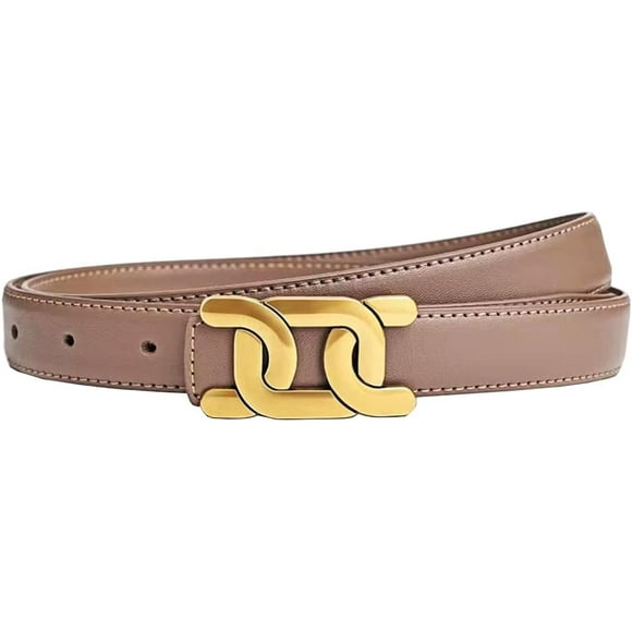 Ceintures pour Jeans pour Femmes, Ceinture en Cuir avec Boucle Dorée, Ceintures de Créateur pour Pantalons Jeans Robes Kaki 100cm(Convient 24 Pouces-31 Pouces)