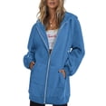 thumbnail image 1 of Innerwin Chandails en Molleton à Capuche Zippés pour Femmes Sweat à Capuche Automne Couleur Unie Chaud Bleu Paon m, 1 of 3