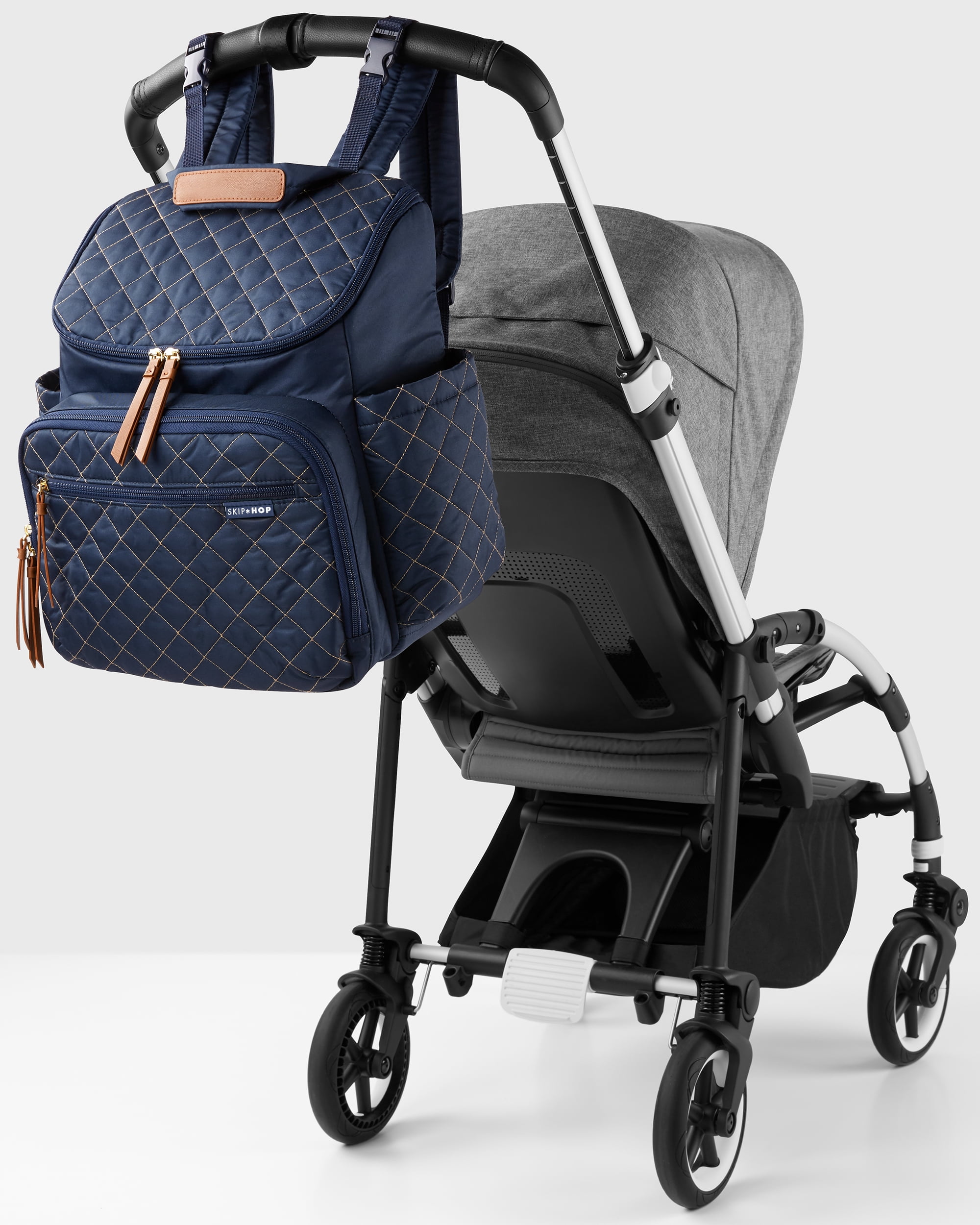 Skip Hop Diaper Bag Backpack Forma for All Ages, Multi-Function Baby Travel Bag with Changing Pad & Stroller Attachment, Navy