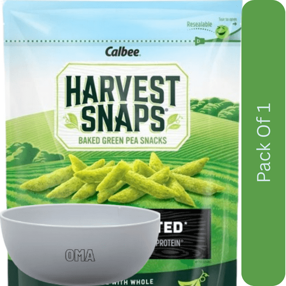 Harvest Snaps Baked Green Pea Snacks, Lightly Salted, 14 oz. With White Bowl By OMA