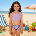 thumbnail image 2 of Shadoumai Girls Tankini Swimsuits with Shorts 10-12 Cute Ruffle Bikini Sets for Girls Tie-Straps Tankini with Shorts Two Piece Ruffle Bathing Suit Tropical Printed Swimwear Set Girl, 2 of 5