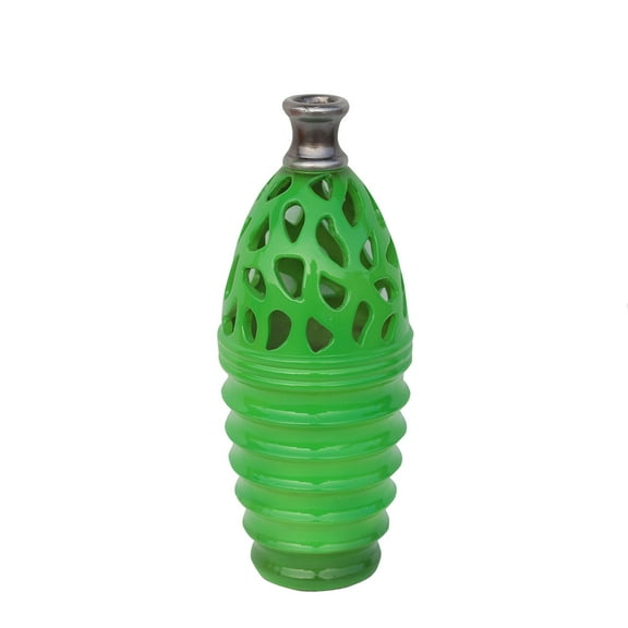Northlight 11.25" Shiny Cutout Outdoor Patio Bottle Vase - Green/Gray
