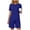 Blue, variant on Womens 2 Piece Round Neck Top Bermuda Shorts Set Short Sleeve Elastic Waist Loungewear Breathable Wrinkle-Free Casual Loose Fit Conjunto de Ropa para Mujer
