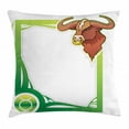 thumbnail image 1 of Zodiac Taurus Throw Pillow Cushion Cover, Second Sign from the Series of Zodiac Cartoon Style Frame, Decorative Square Accent Pillow Case, 16 X 16 Inches, Fern Green Apple Green Brown, by Ambesonne, 1 of 2