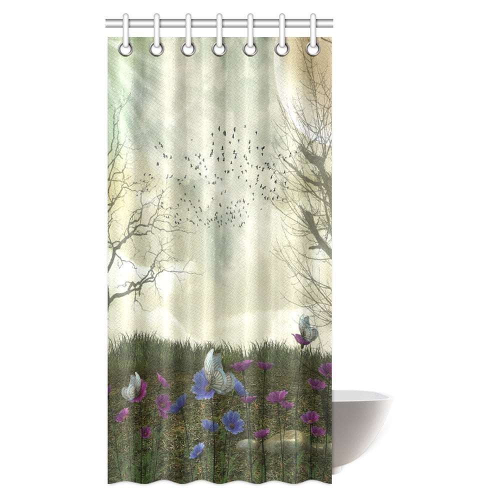 POP Fantasy Art House Shower Curtain, Wonderland Forest with Fairies