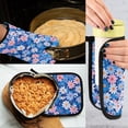 thumbnail image 5 of Yayeee Oven Mitts and Pot Holder Set of 2 Heat Resistant Kitchen Gloves Baking Hot Pad, Blue Daisy, 5 of 5