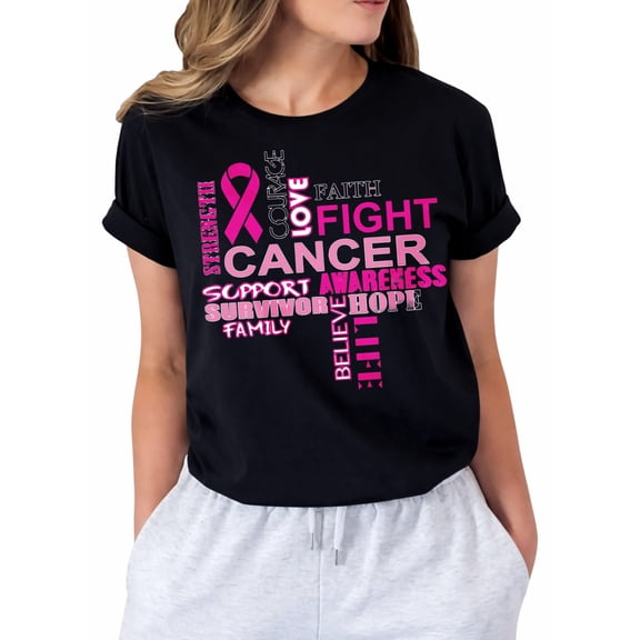 Inspiring Breast Cancer Shirts for Women Fight Cancer Stylish Pink Ribbon T Shirt